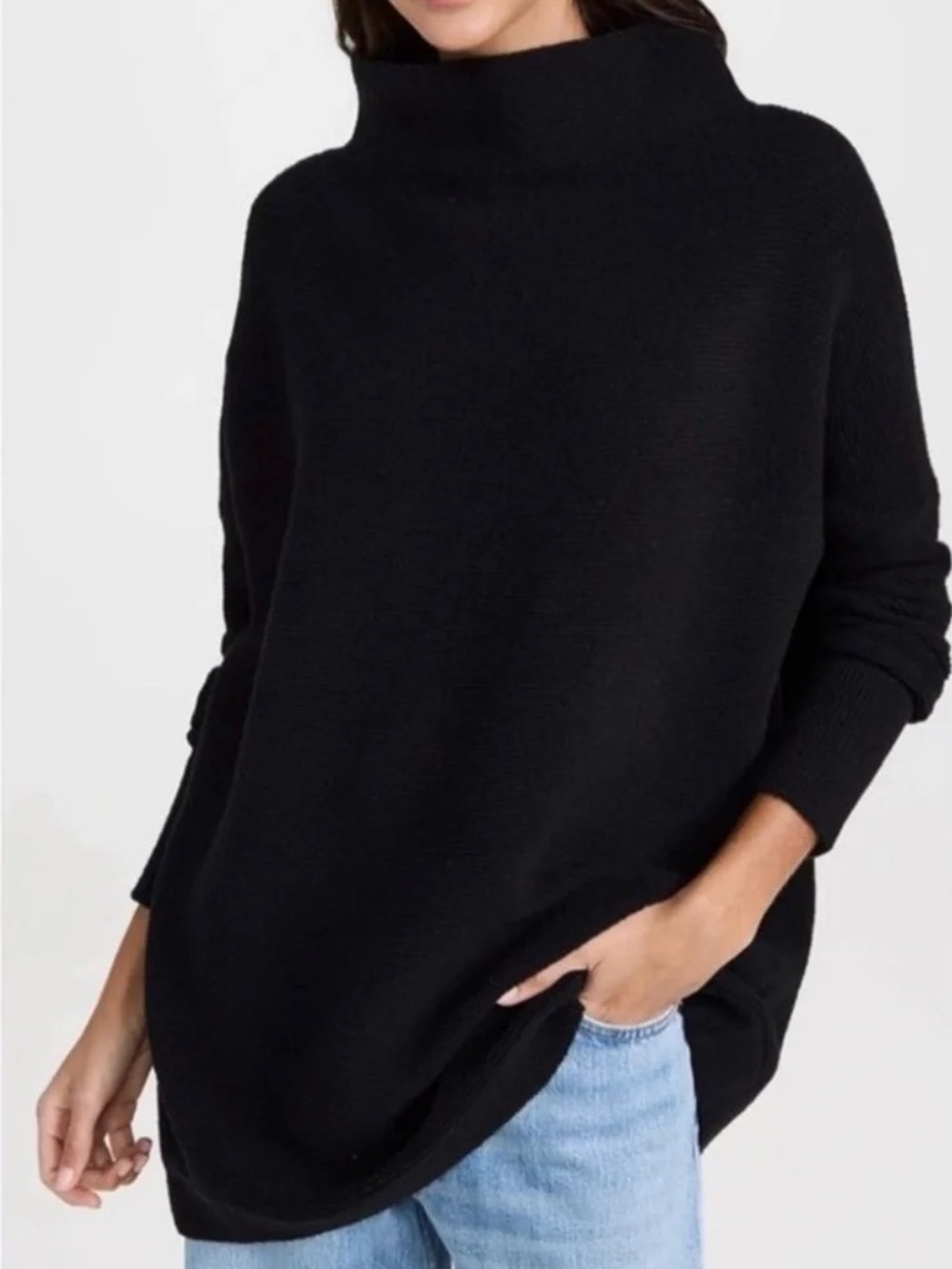 Free People Black Cowl Neck Oversized Sweater